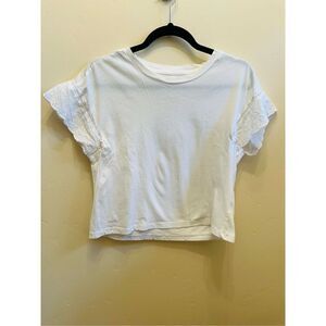 Industry White Ruffle Islet Flutter Sleeve Top Size Small